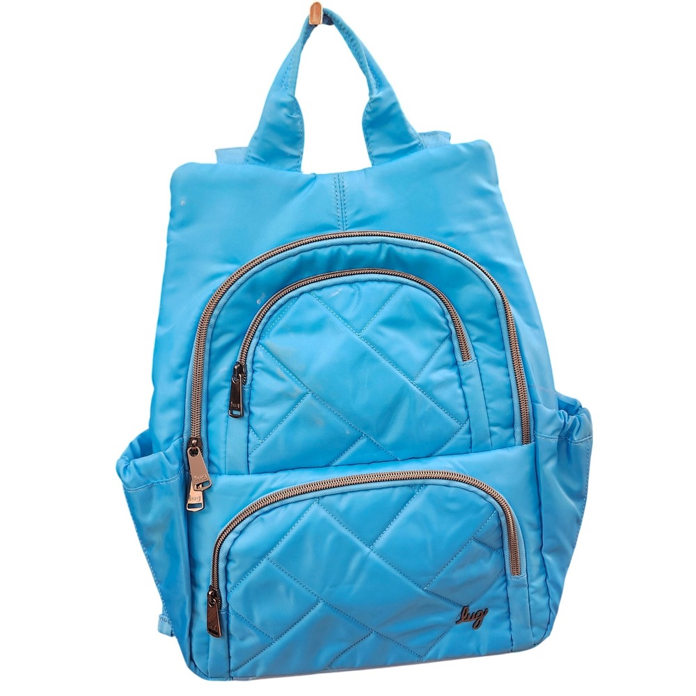 Lug Hatchback Quilted Backpack Blue Multi-Pocket Travel School Bag Utility